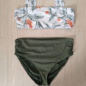Aqua La Vie En Rose Olive Ribbed Bikini